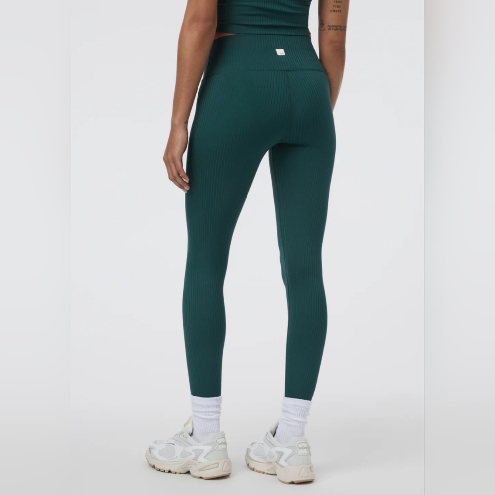 Vuori Inversion Rib Leggings Moss Teal Size Small